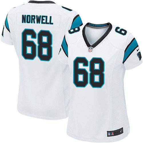 Women's Game Andrew Norwell Nike Jersey White Road - #68 NFL Carolina Panthers